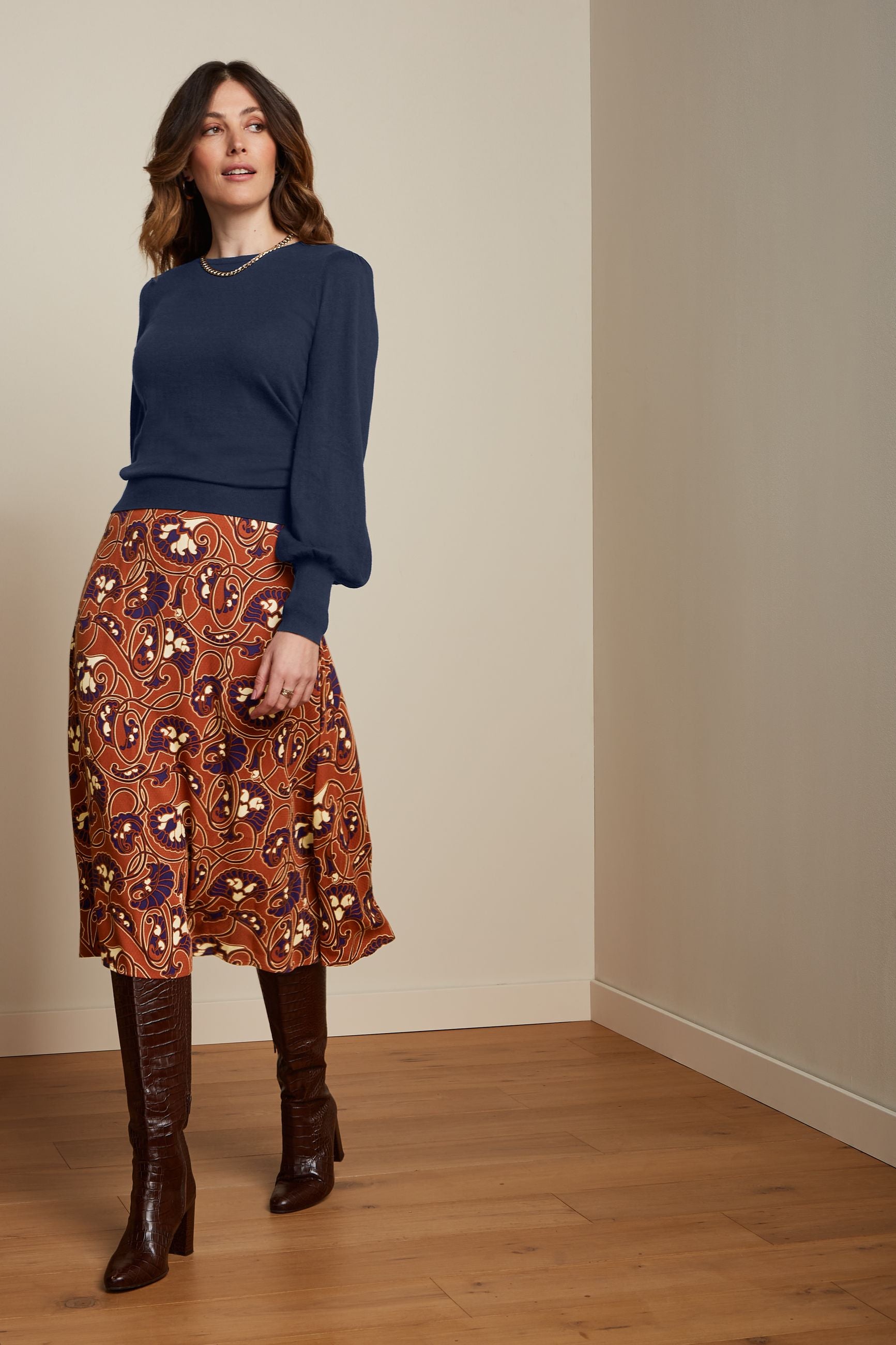 Juno Midi Skirt Cecilia - Spicy Brown