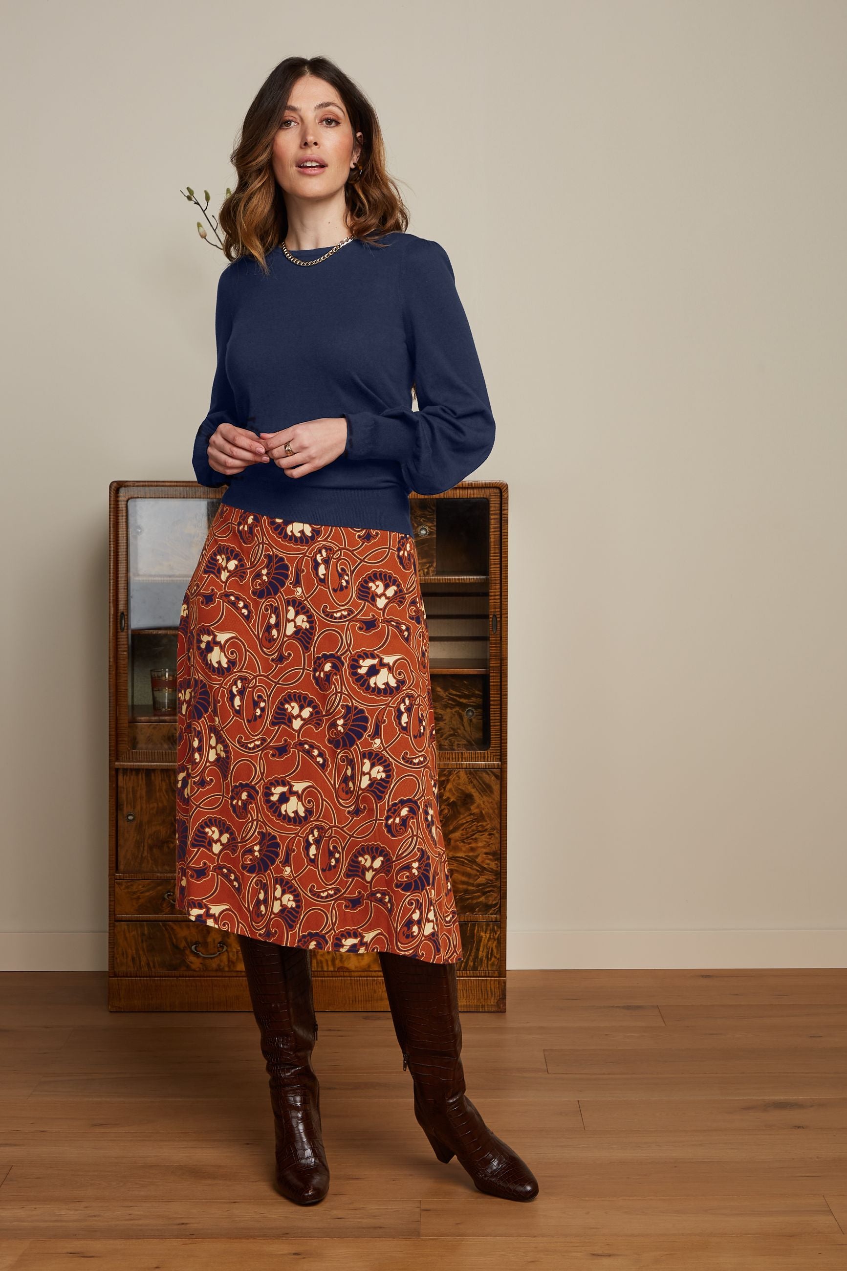 Juno Midi Skirt Cecilia - Spicy Brown