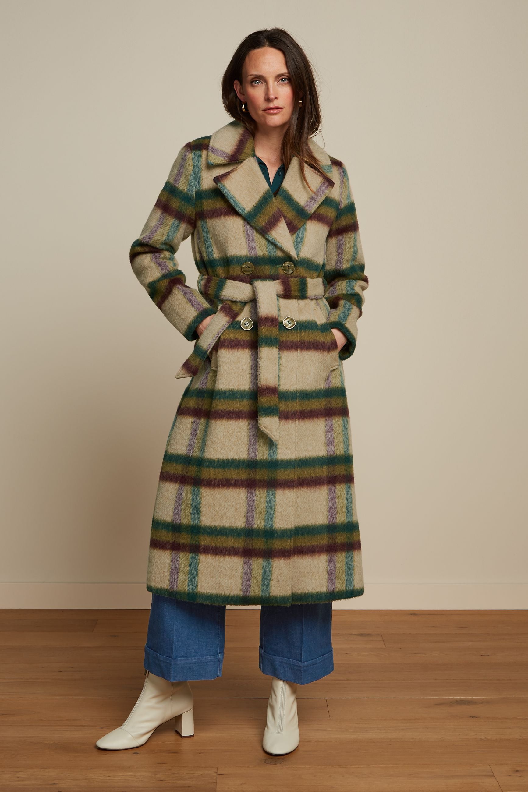 Martia Coat Vieille Check - Pine Green