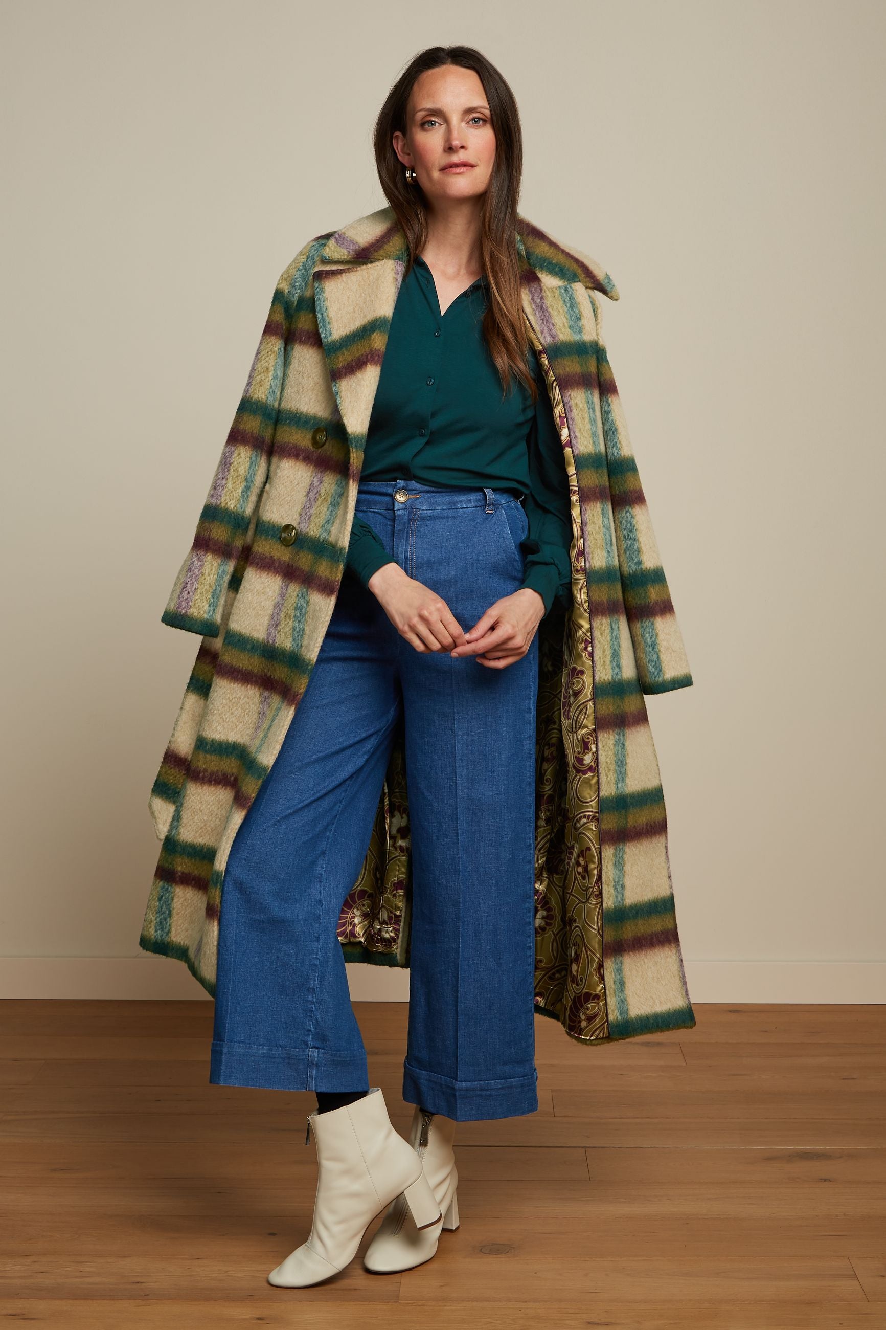 Martia Coat Vieille Check - Pine Green