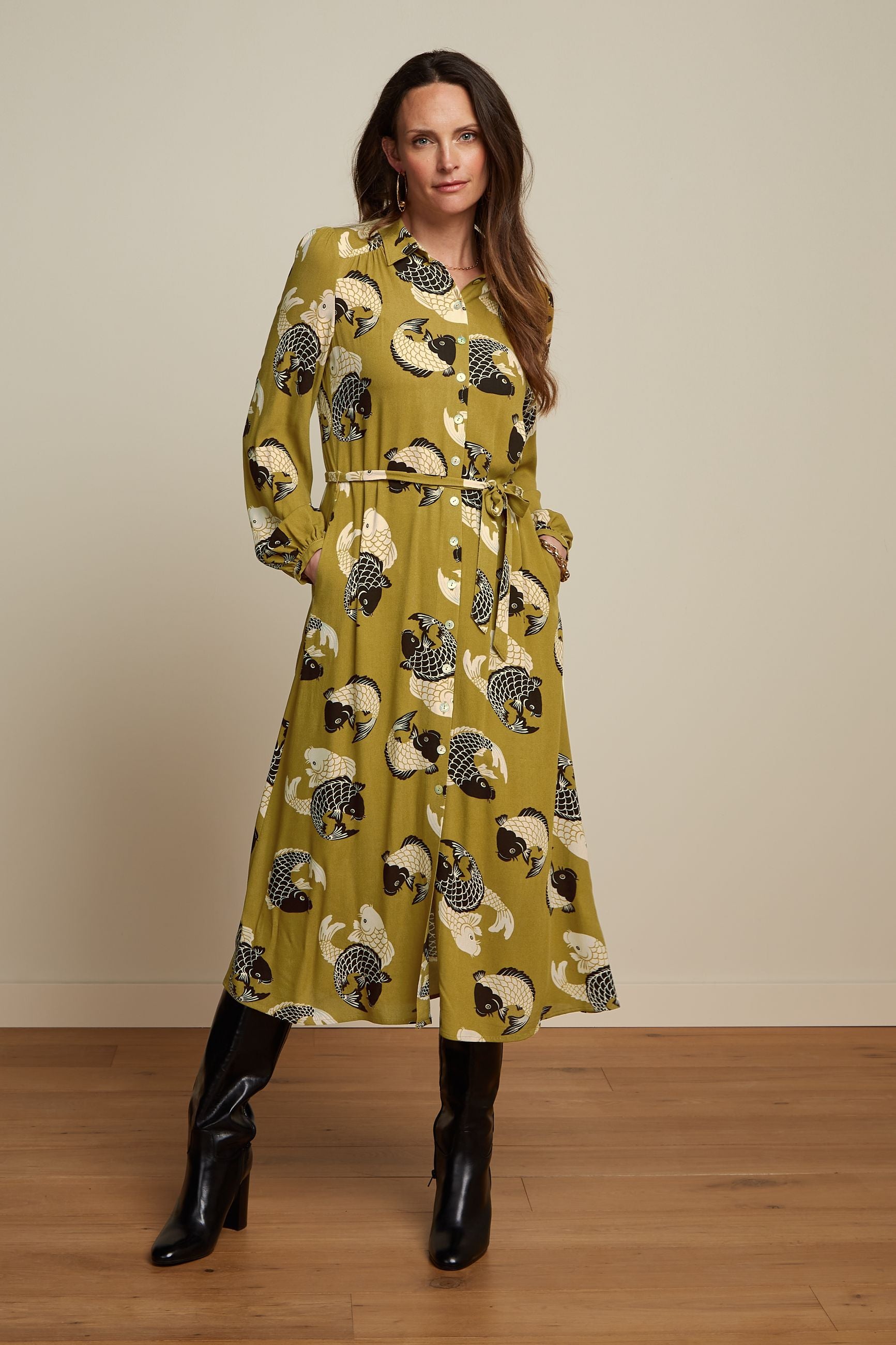 Carina Dress Koi - Chartreuse Yellow