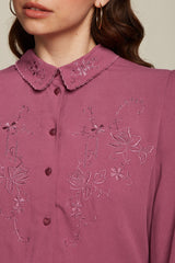 Maisie Blouse Lyonne Embroidery - Maroon Red