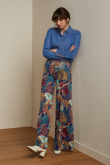 Border Palazzo Pants Nightingale - Blue