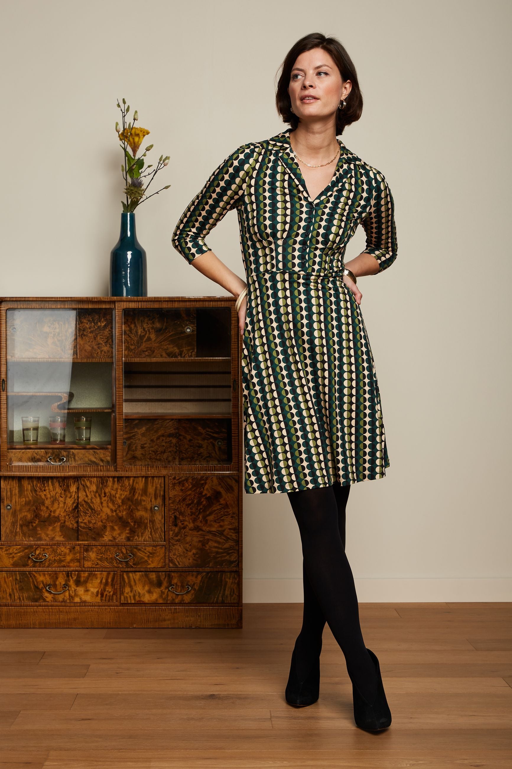 Diner Dress Quincy - Pine Green