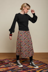 Juno Midi Skirt Meadow - Black