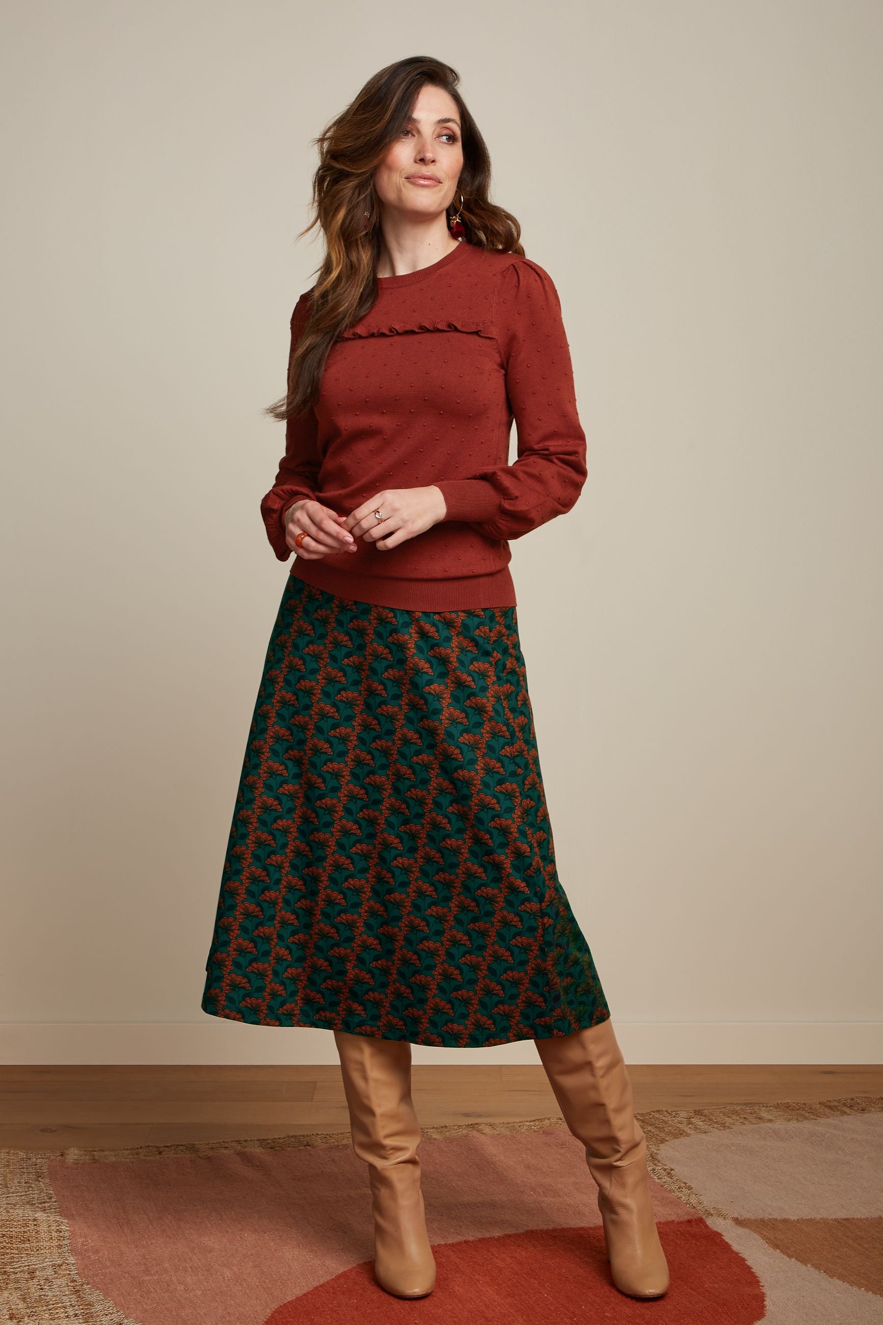 Juno Midi Skirt Noushh - Pine Green