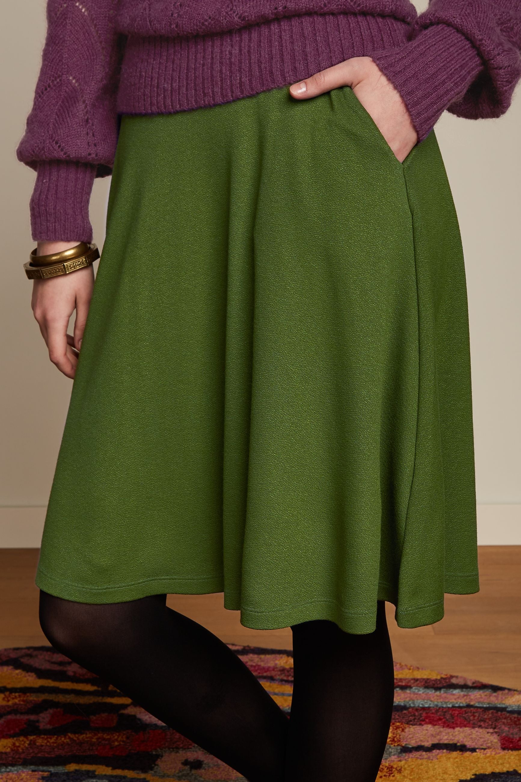 Serena Skirt Milano Crepe - Olive Green