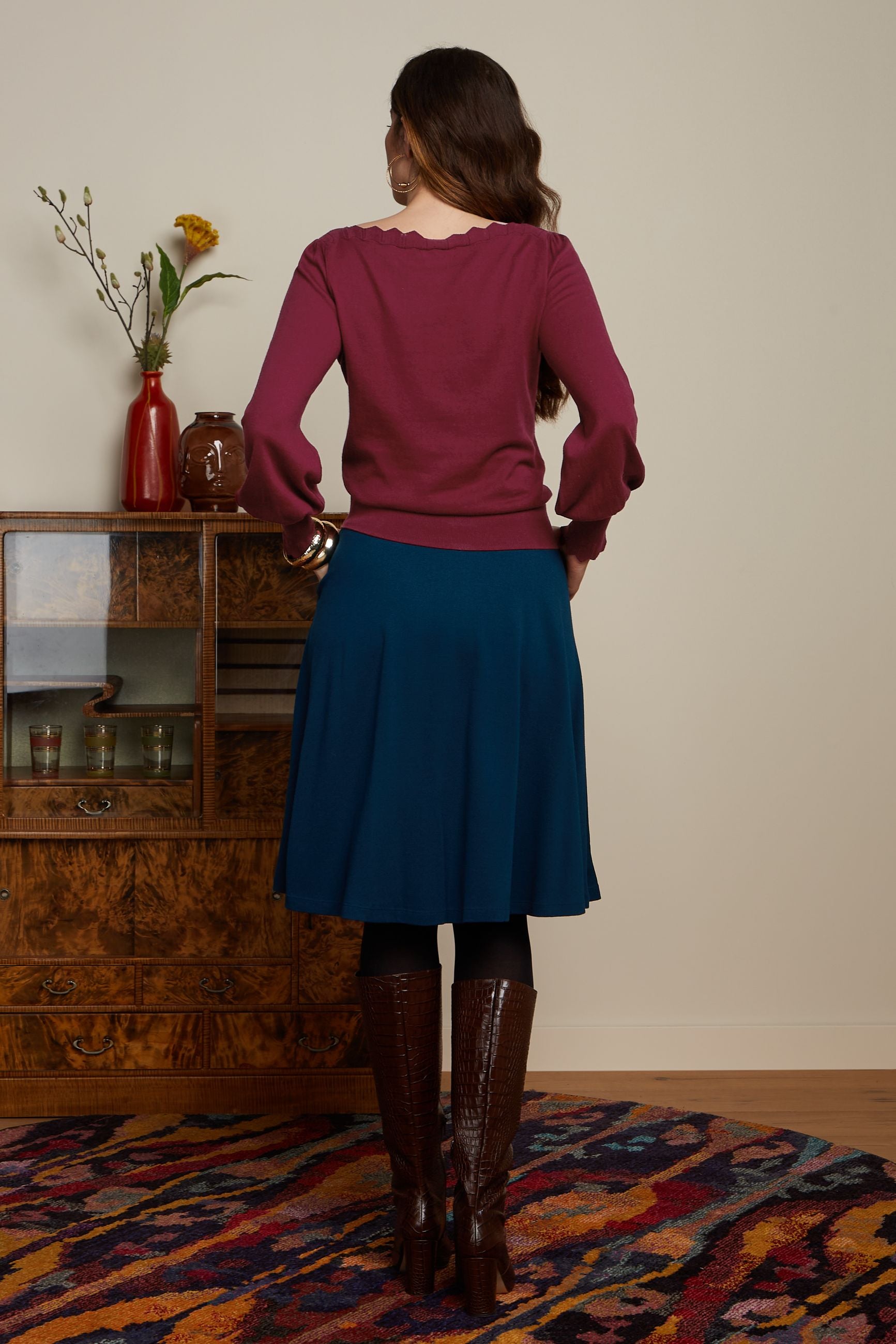 Serena Skirt Milano Crepe - Pond Blue