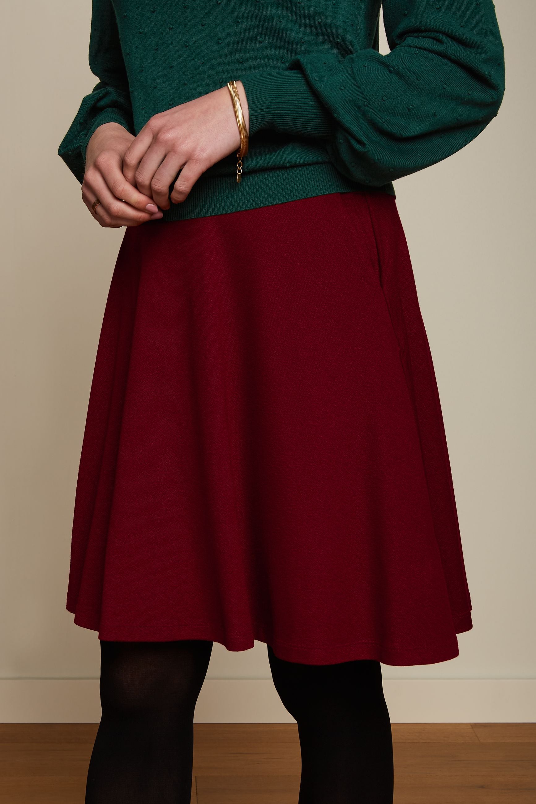 Serena Skirt Milano Crepe - Cabernet Red