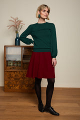 Serena Skirt Milano Crepe - Cabernet Red