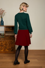 Serena Skirt Milano Crepe - Cabernet Red