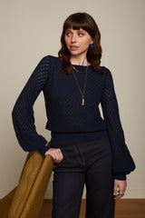 Audrey Bell Sleeve Top Loop Ajour - Dark Navy