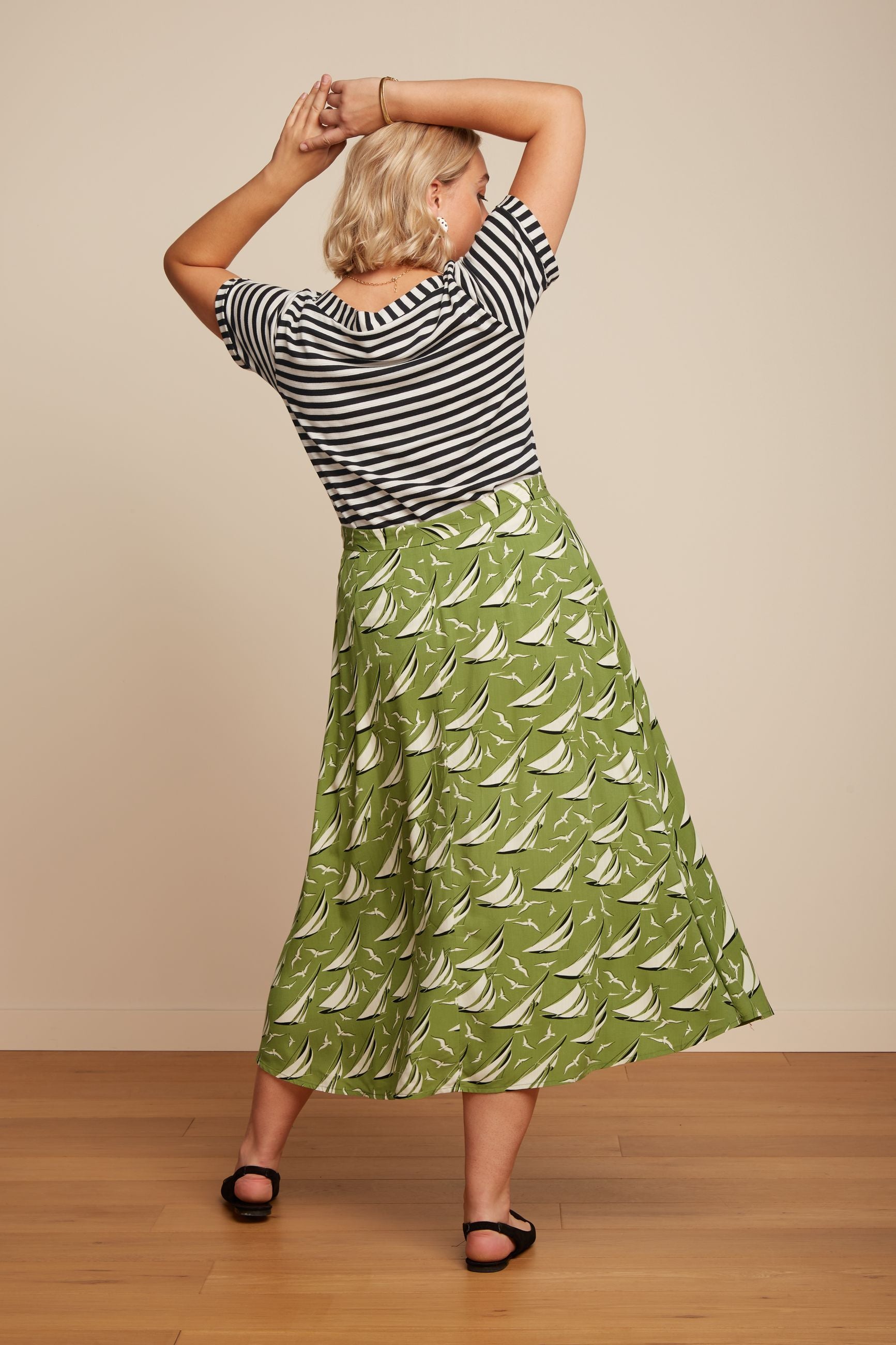 Judy Midi Skirt Bateau - Woodbine Green