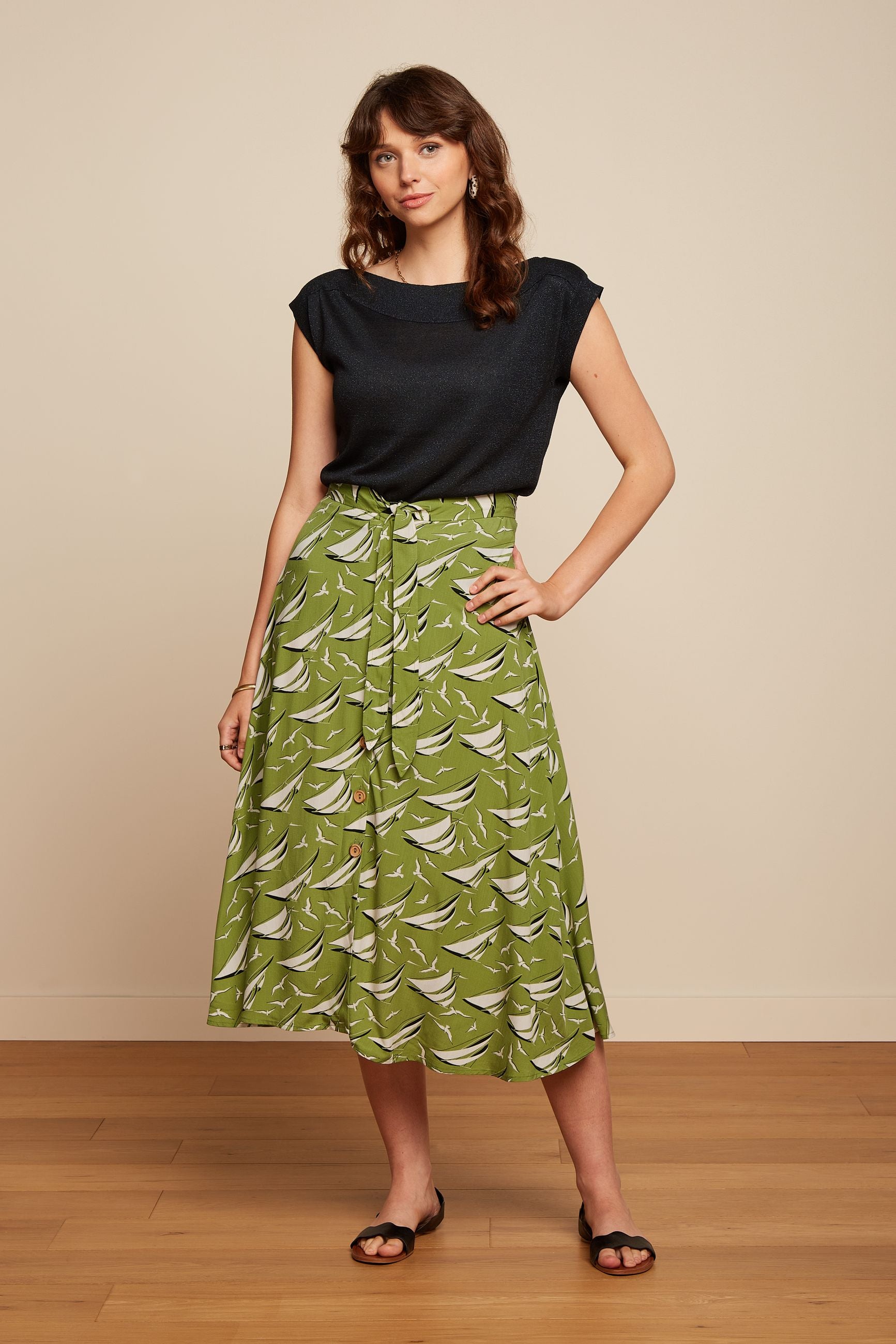 Judy Midi Skirt Bateau - Woodbine Green