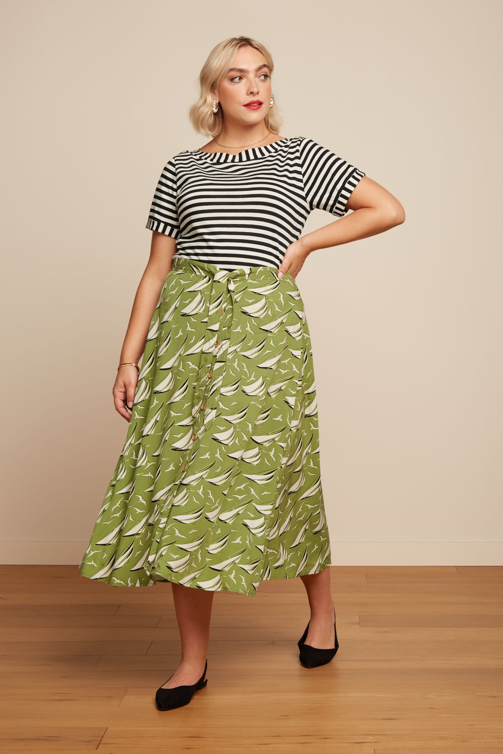 Judy Midi Skirt Bateau - Woodbine Green