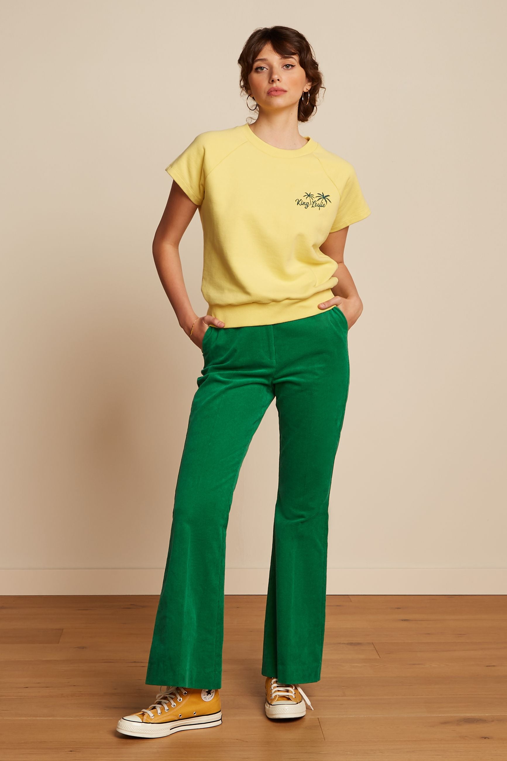 Marcie Flared Pants Babyrib - Meadow Green