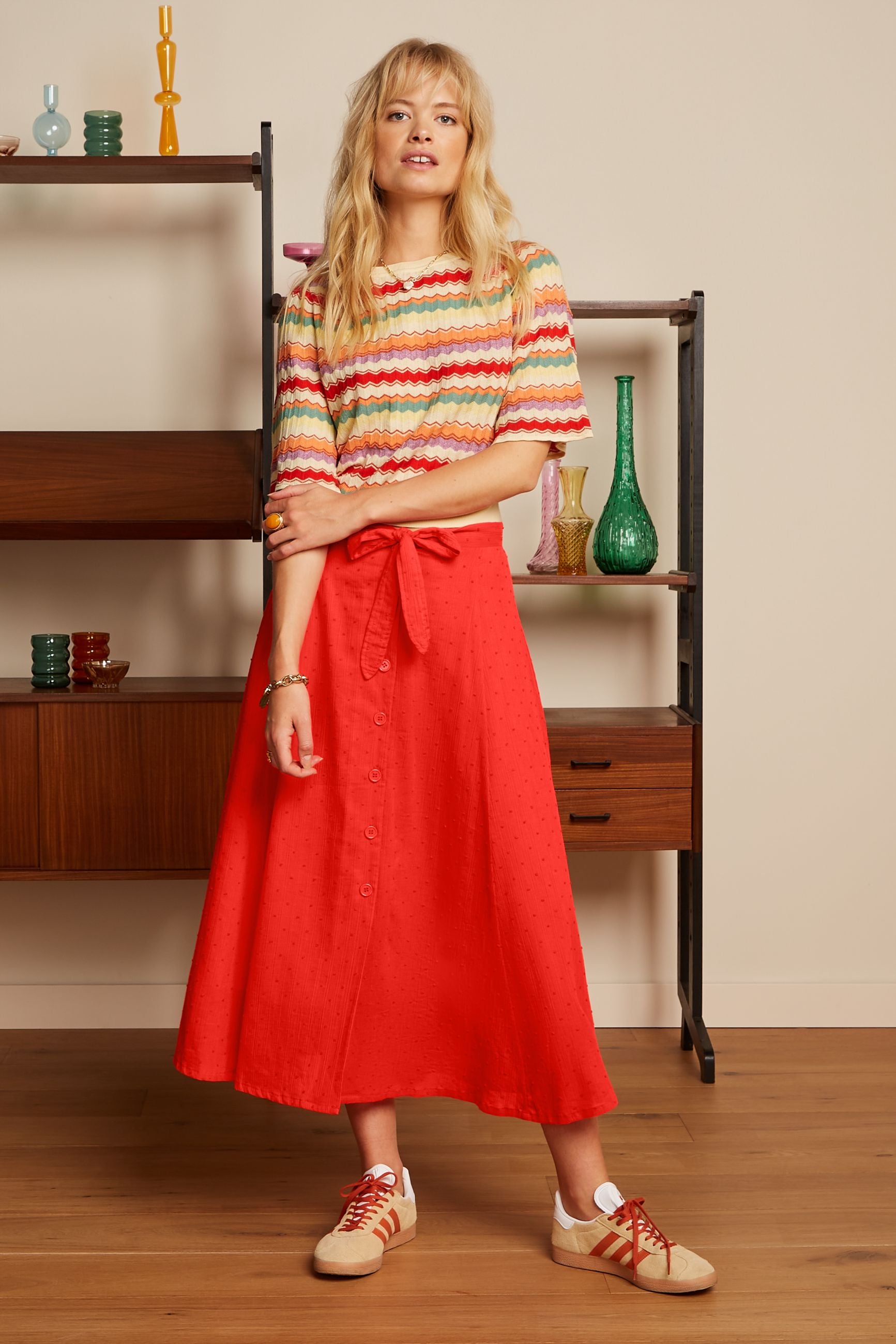 Judy Midi Skirt Verano - Fire Red