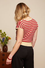 Ann Top Port Stripe - Fiery Red