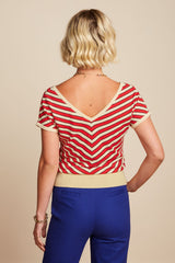 Double V Top Port Stripe - Fiery Red