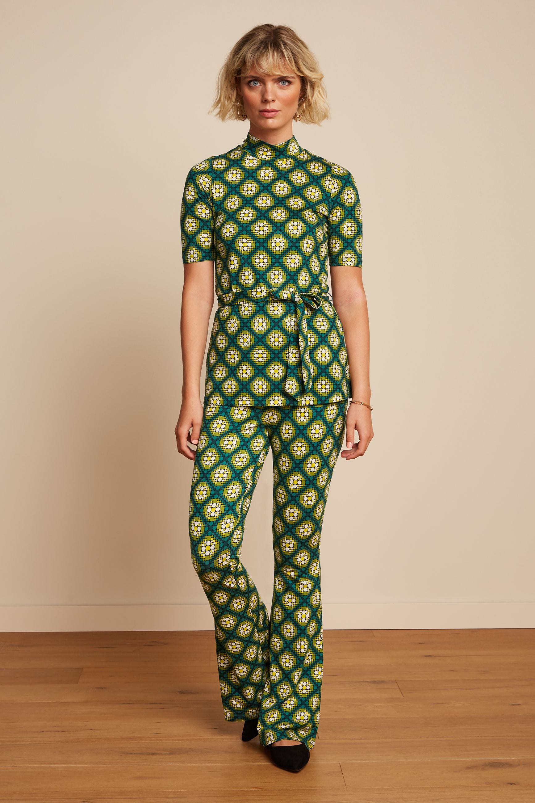 Border Flared Pants Kirby - Para Green