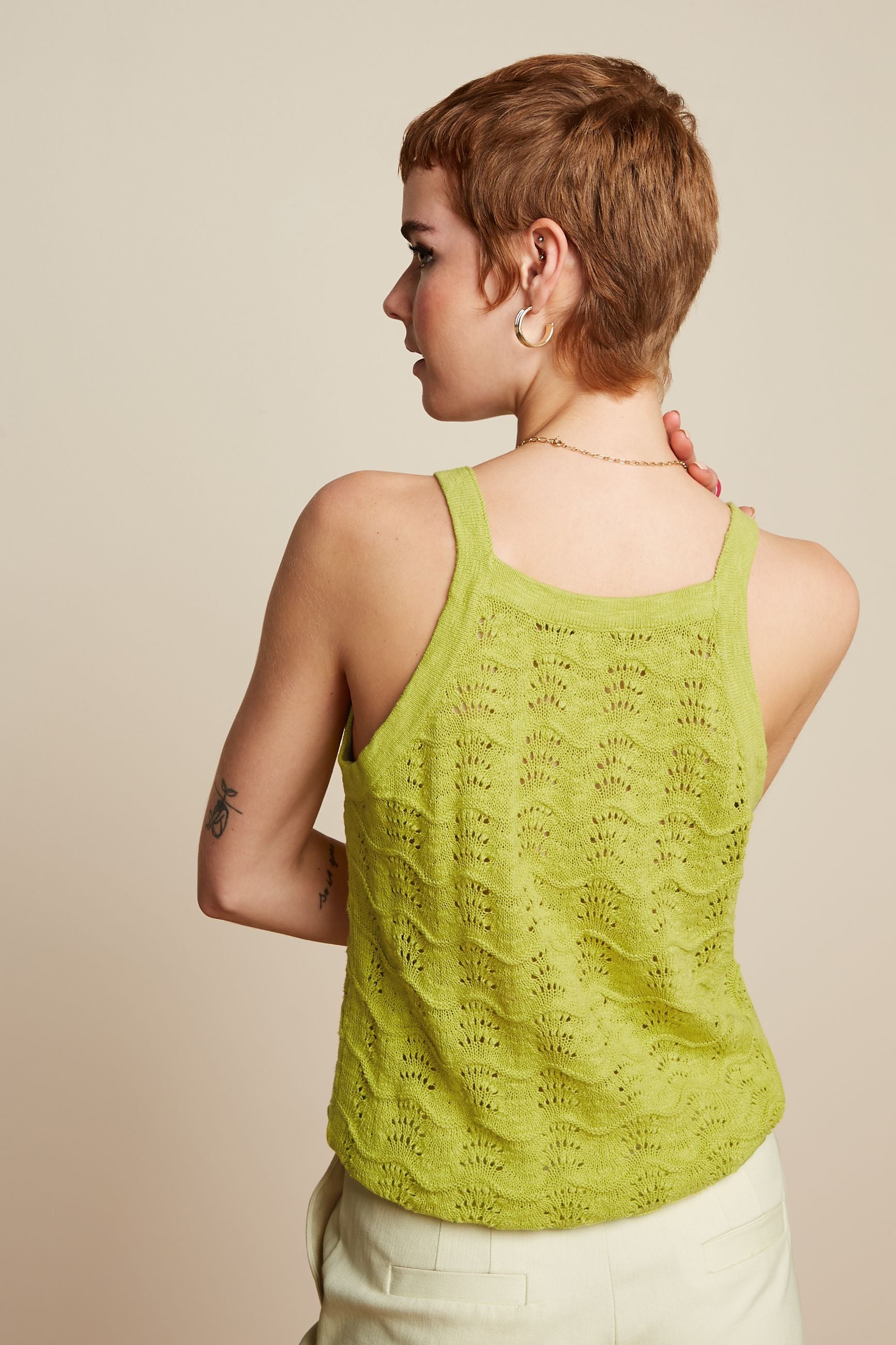 Sofie Top Scallop - Cress Yellow