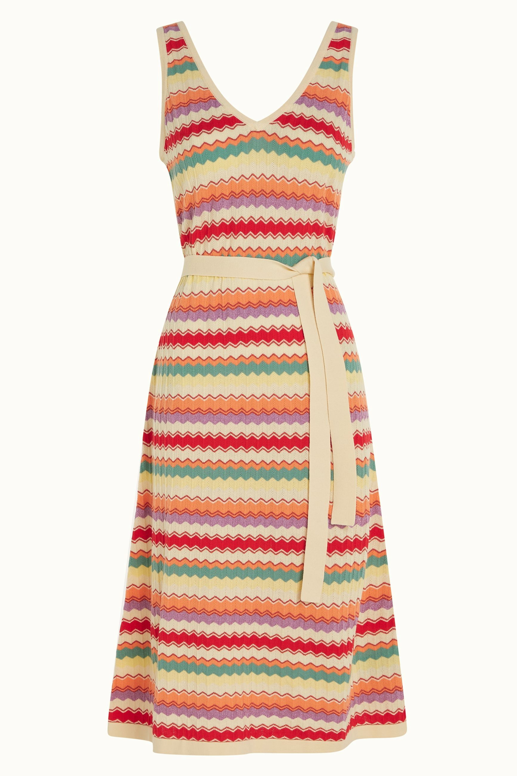 Deep V Knit Dress Hadley - Cream