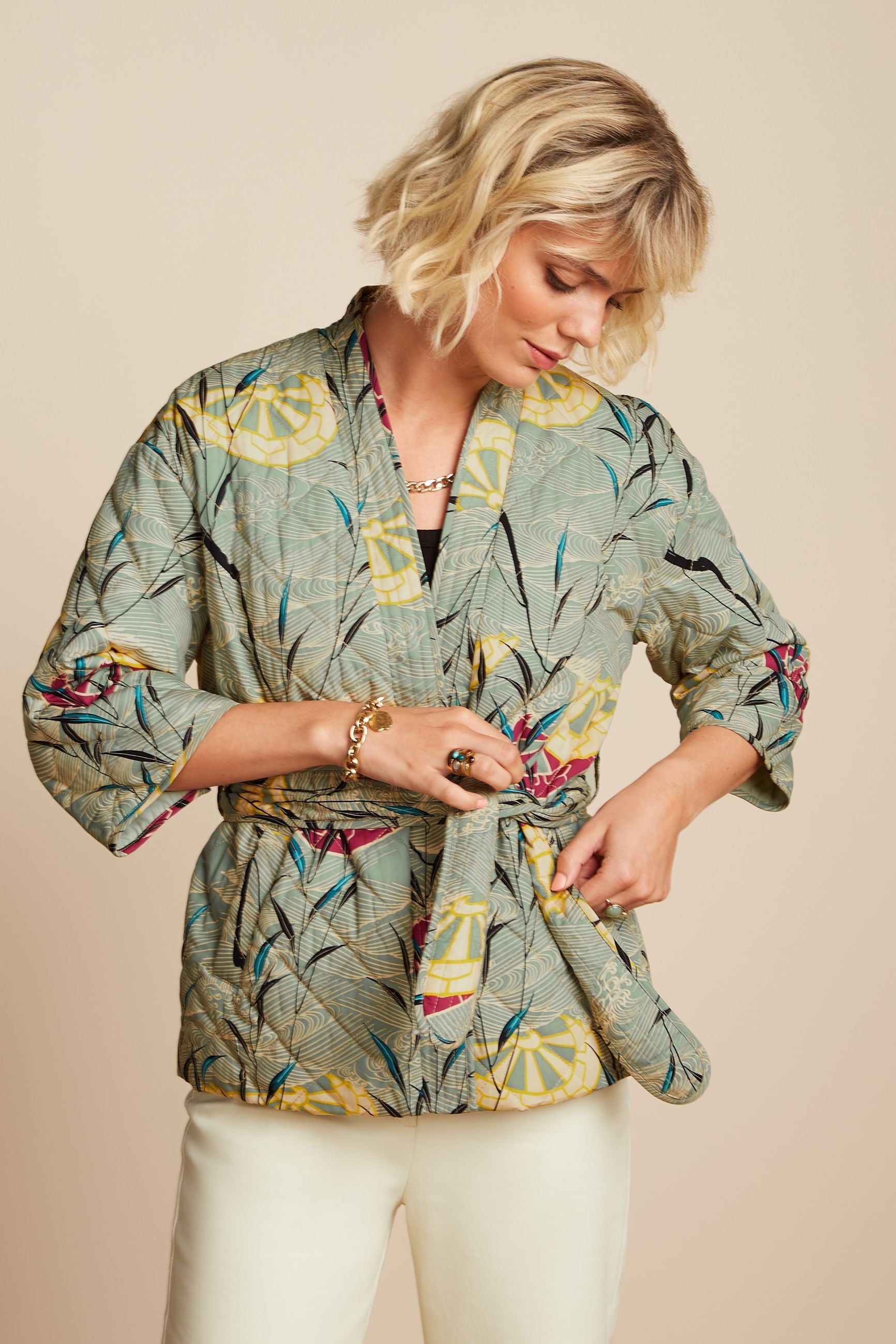 Kimono Jacket Quilted - Dusty Turquoise