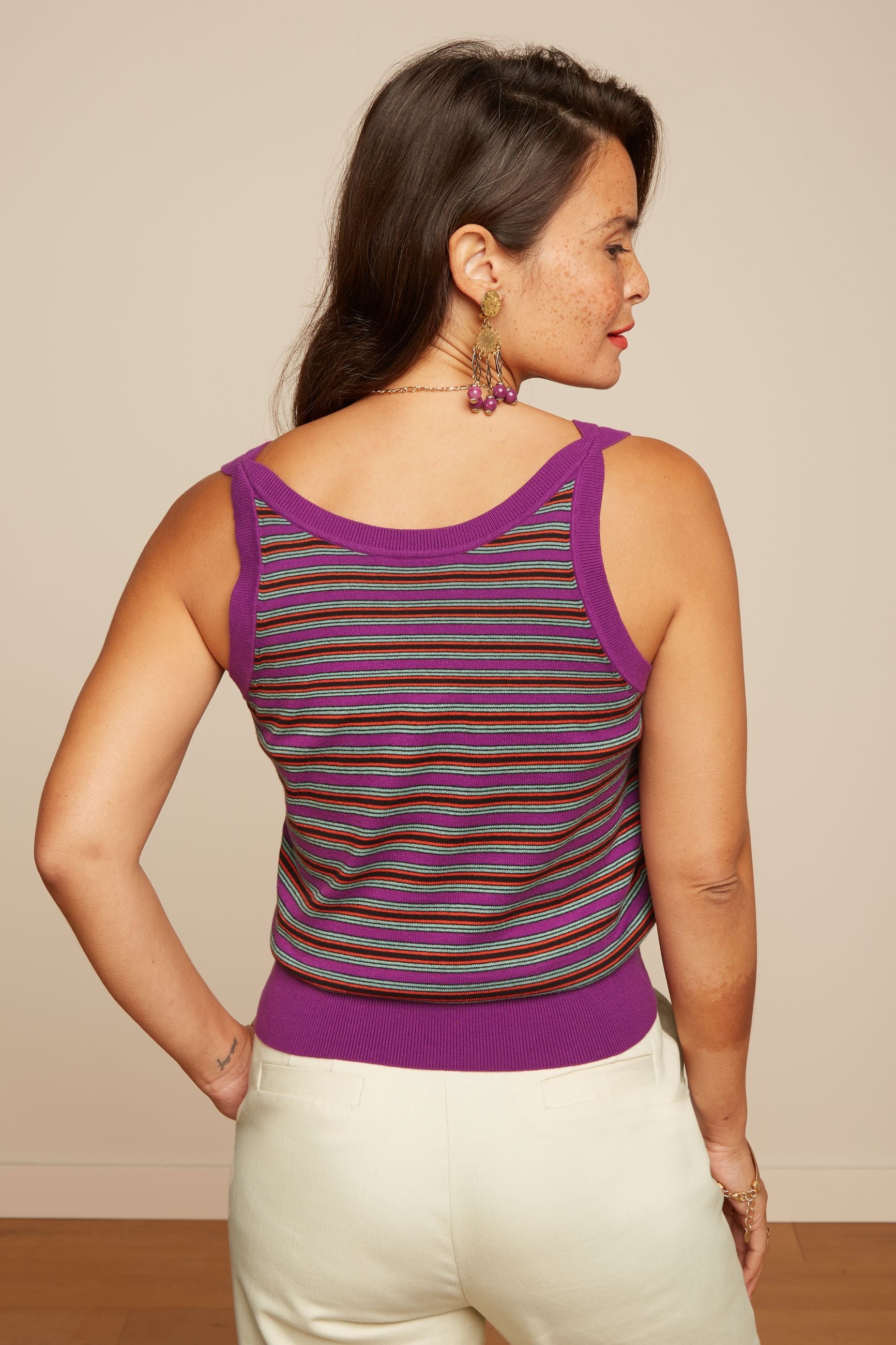 Hazel Top Bee Stripe - Sparkling Purple