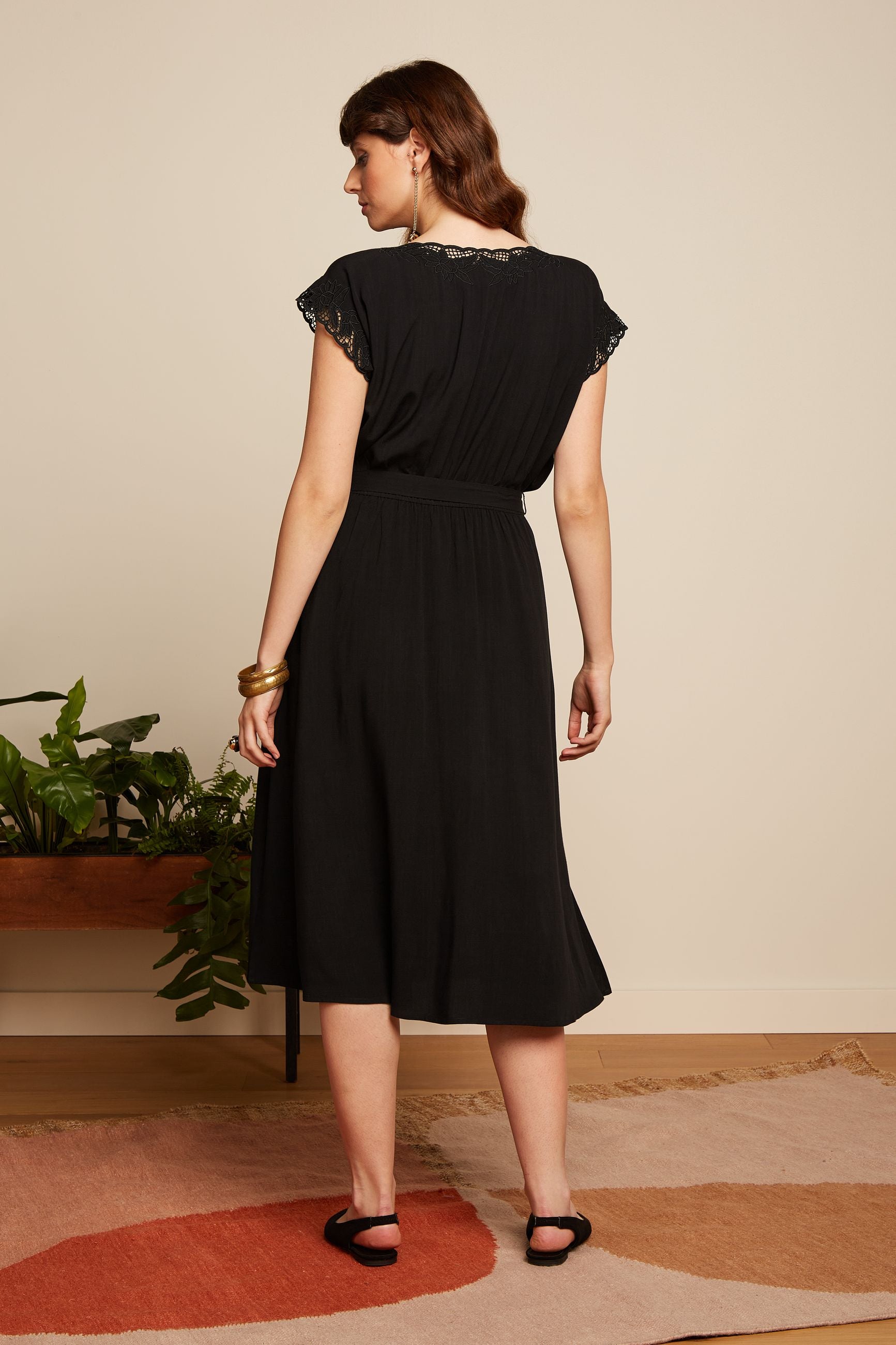 Betty Dress Aurelie Embroidery - Black