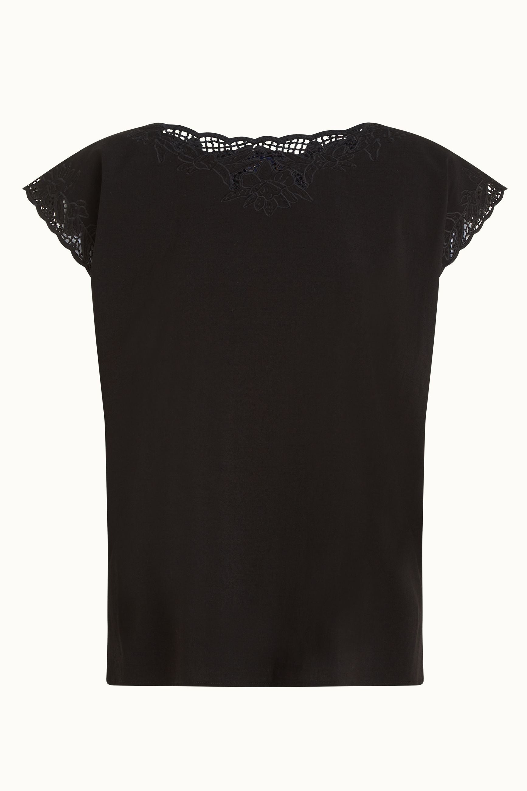 Betty Top Aurelie Embroidery - Black