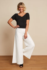 Palazzo Pants Rosa Broderie Anglaise - White