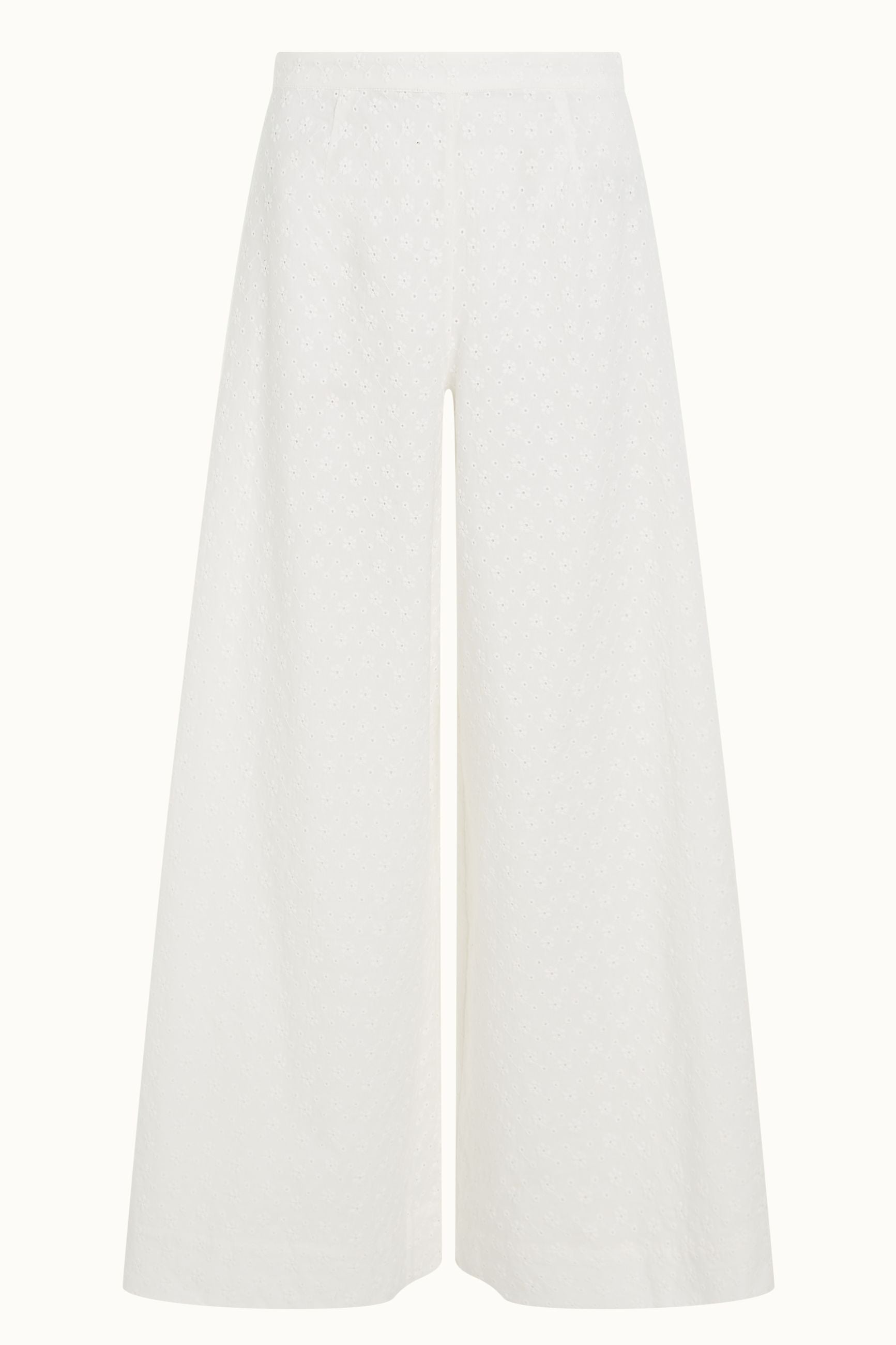 Palazzo Pants Rosa Broderie Anglaise - White