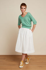 Suzette Pleat Skirt Rosa Broderie Anglaise - White