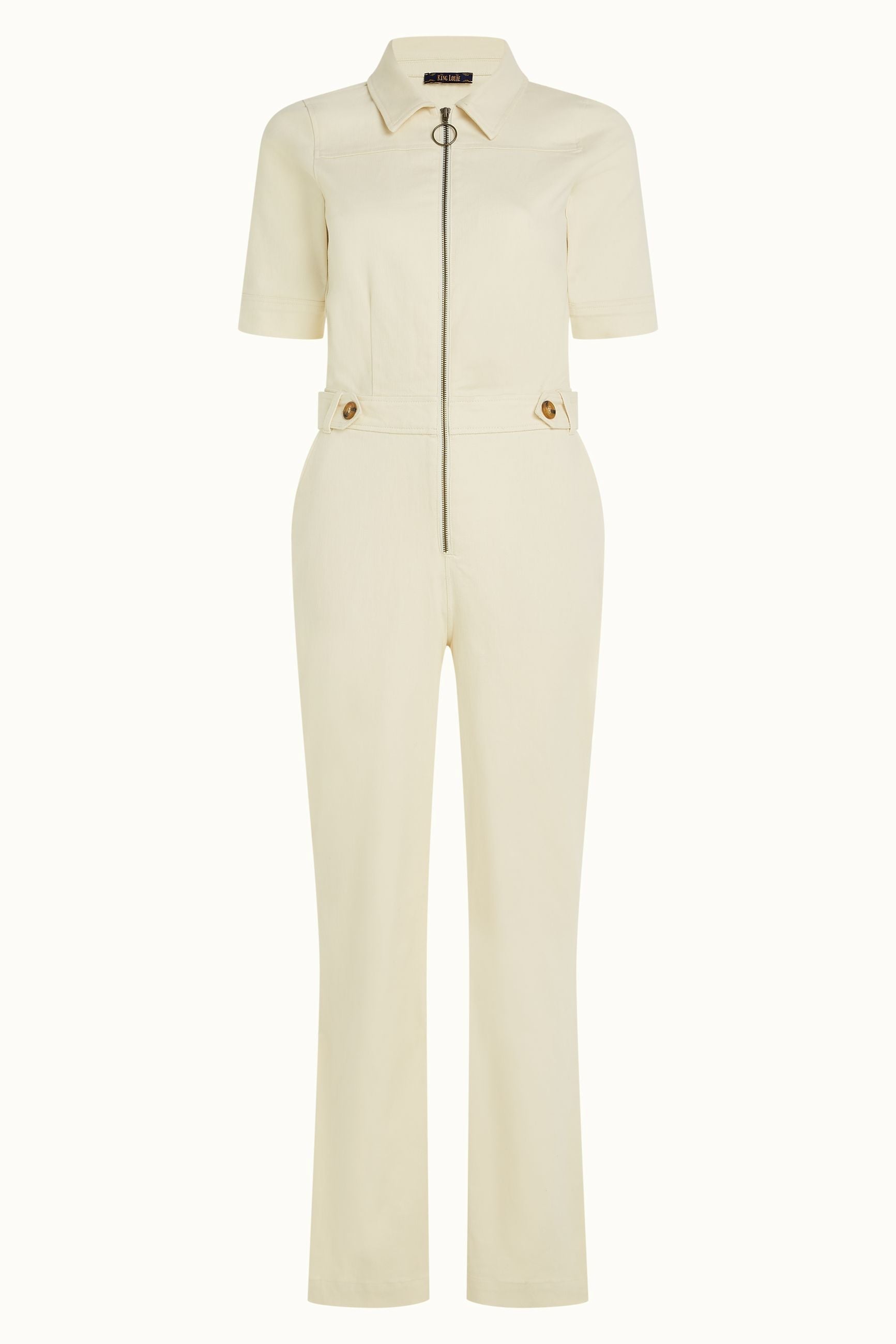 Garbo Zip Jumpsuit Marine - Ivory