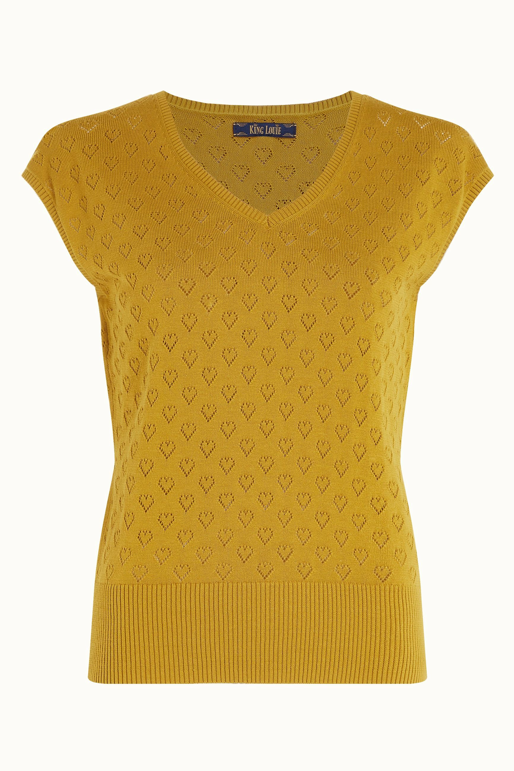 Deep V Top Heart Ajour - Curry Yellow