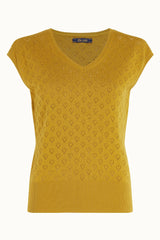 Deep V Top Heart Ajour - Curry Yellow