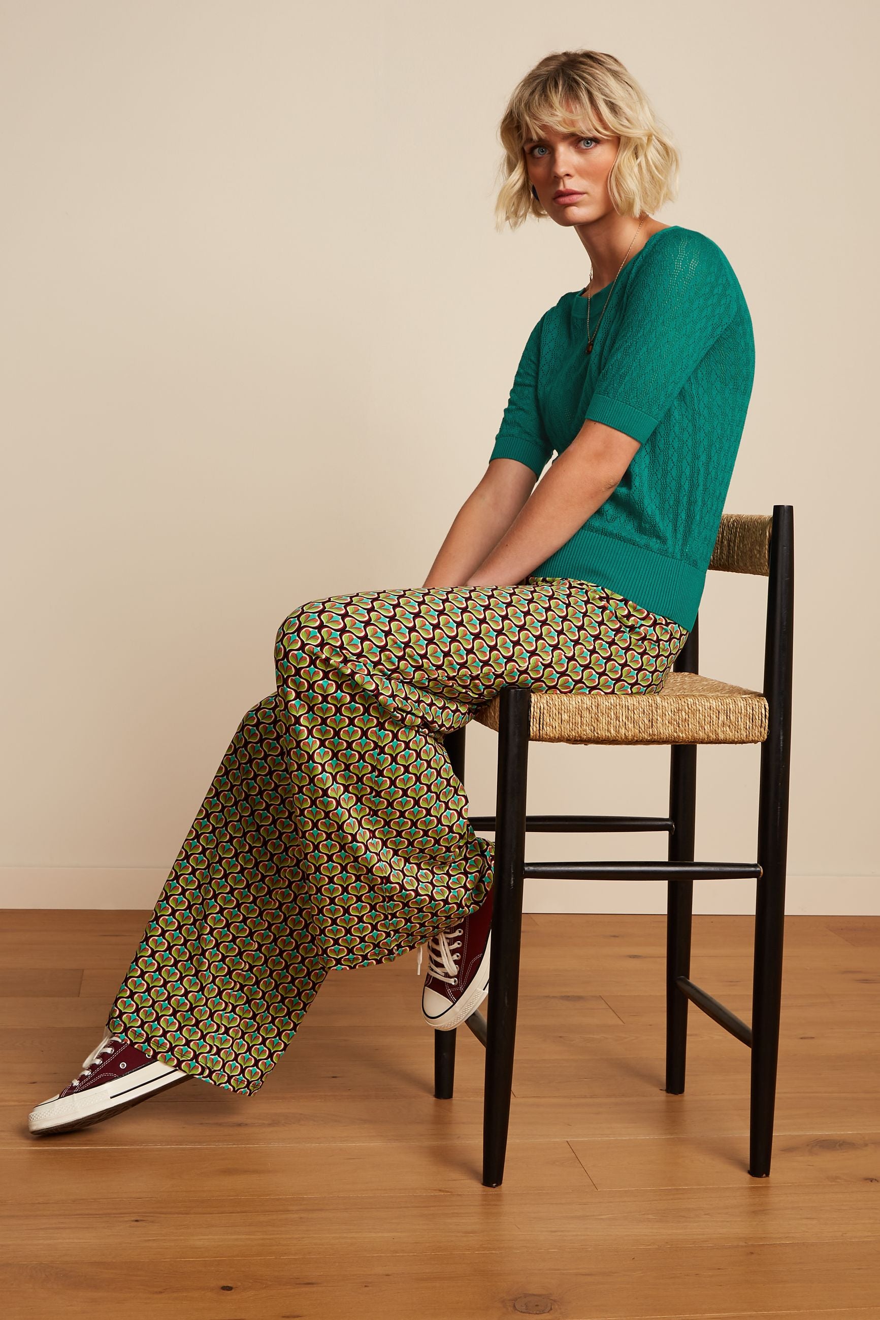 Sara Pants Indy - Delphinium Green