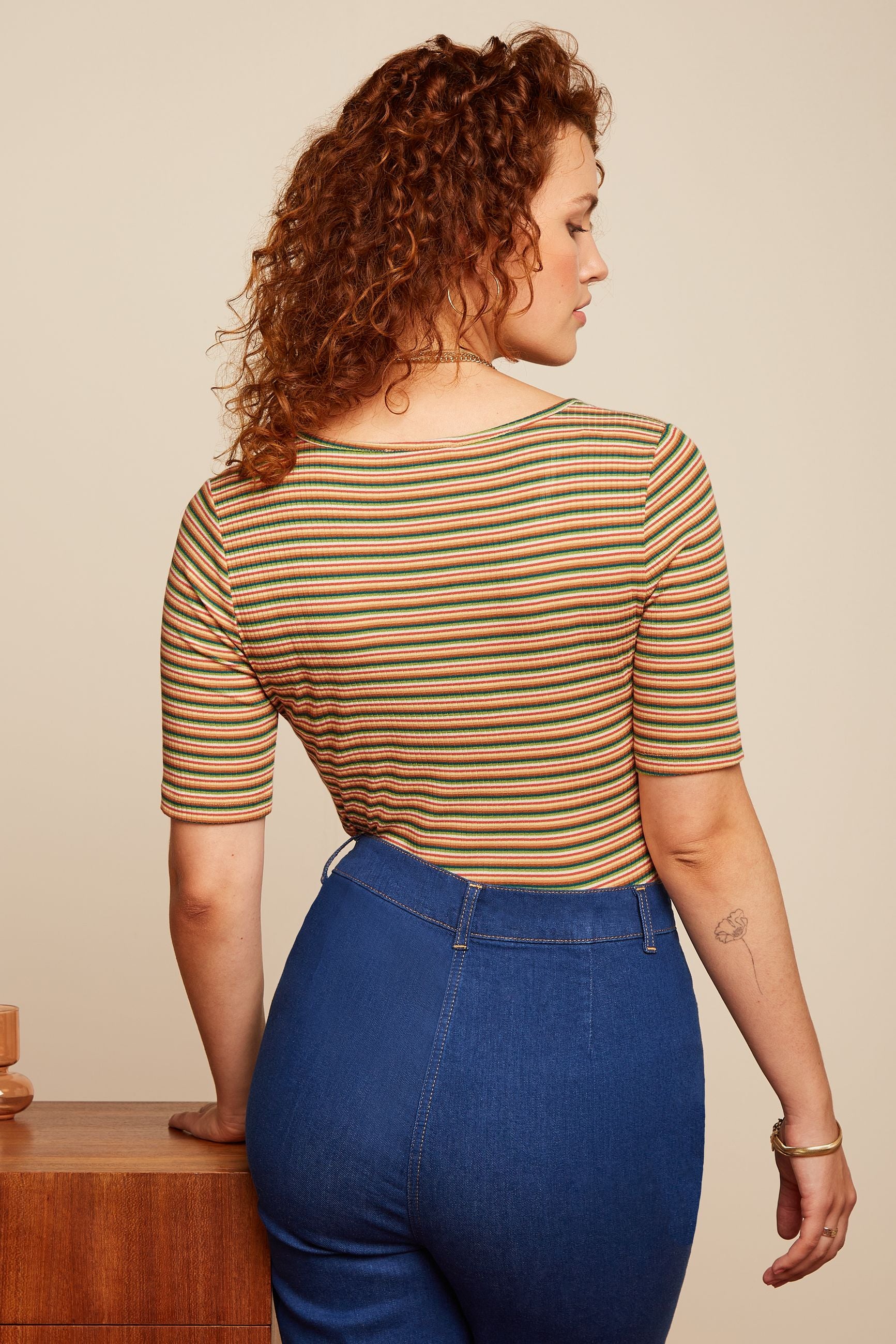 Carice Top Boxy Stripe - Ponderosa Green