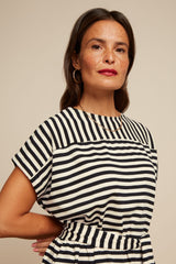 Vera Tunic Dress Chopito Stripe - Black