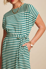 Vera Tunic Dress Chopito Stripe - Ponderosa Green