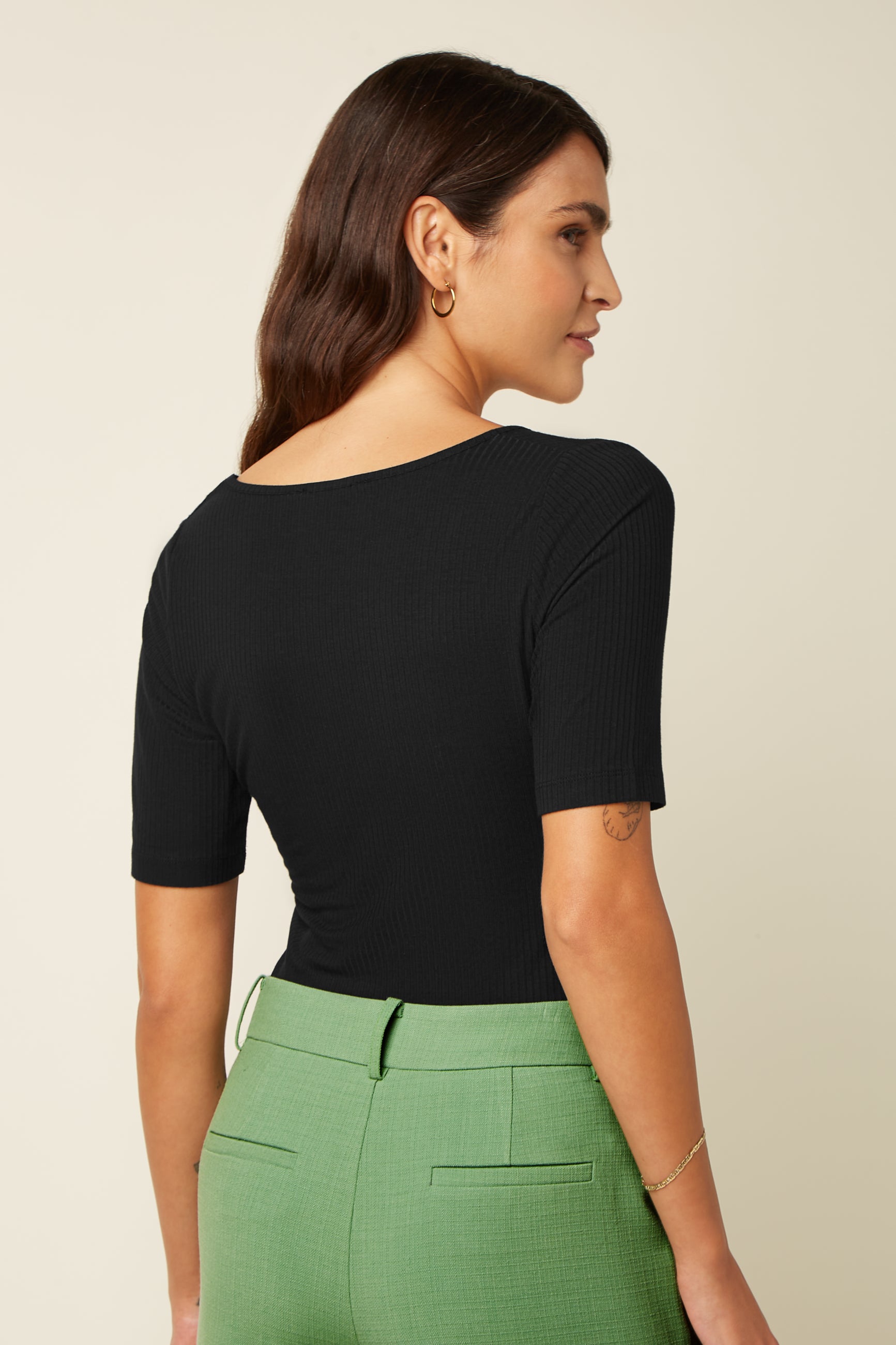 Carice Top Uni Rib - Black