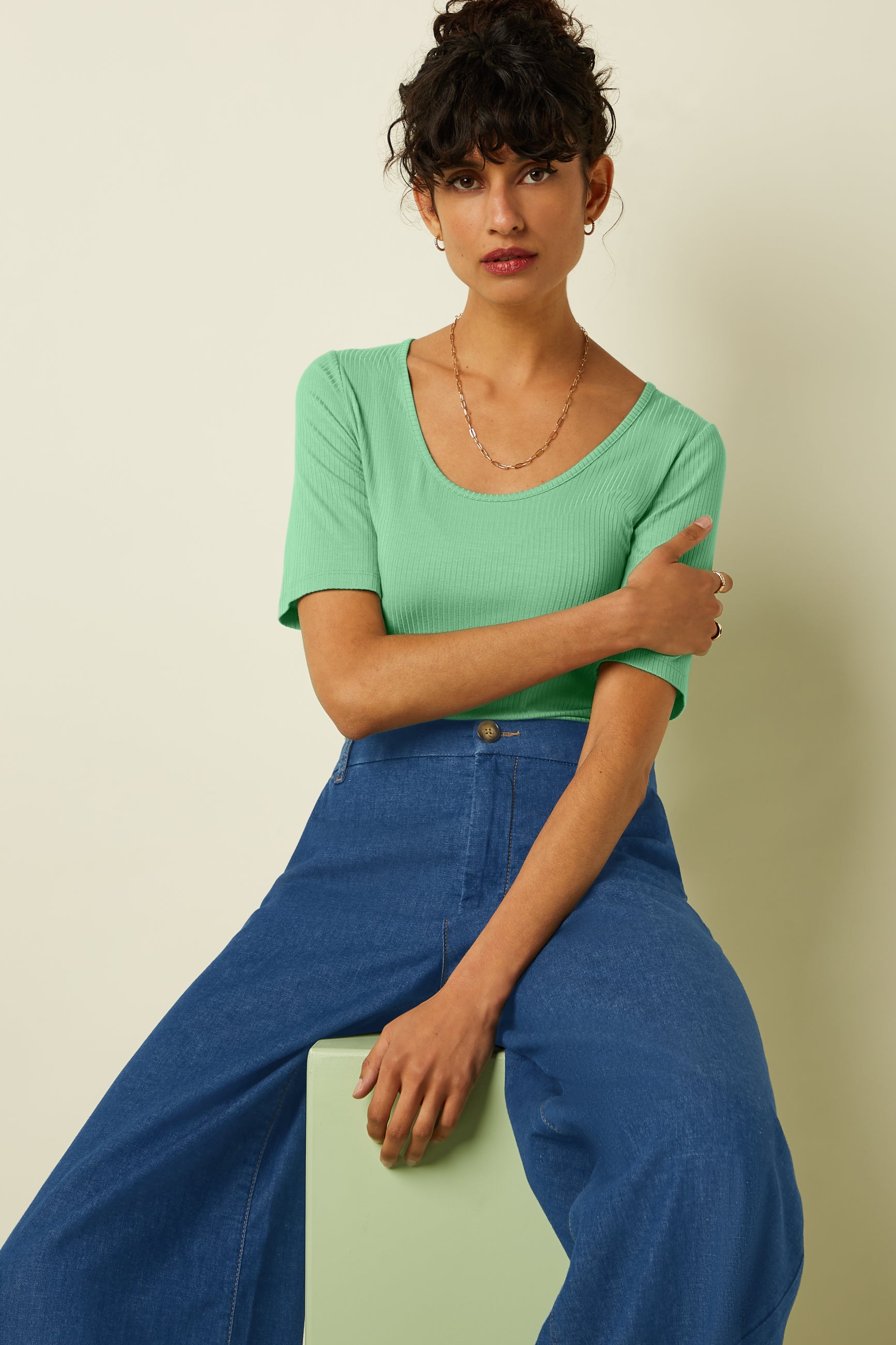 Carice Top Uni Rib - Minty Meadow