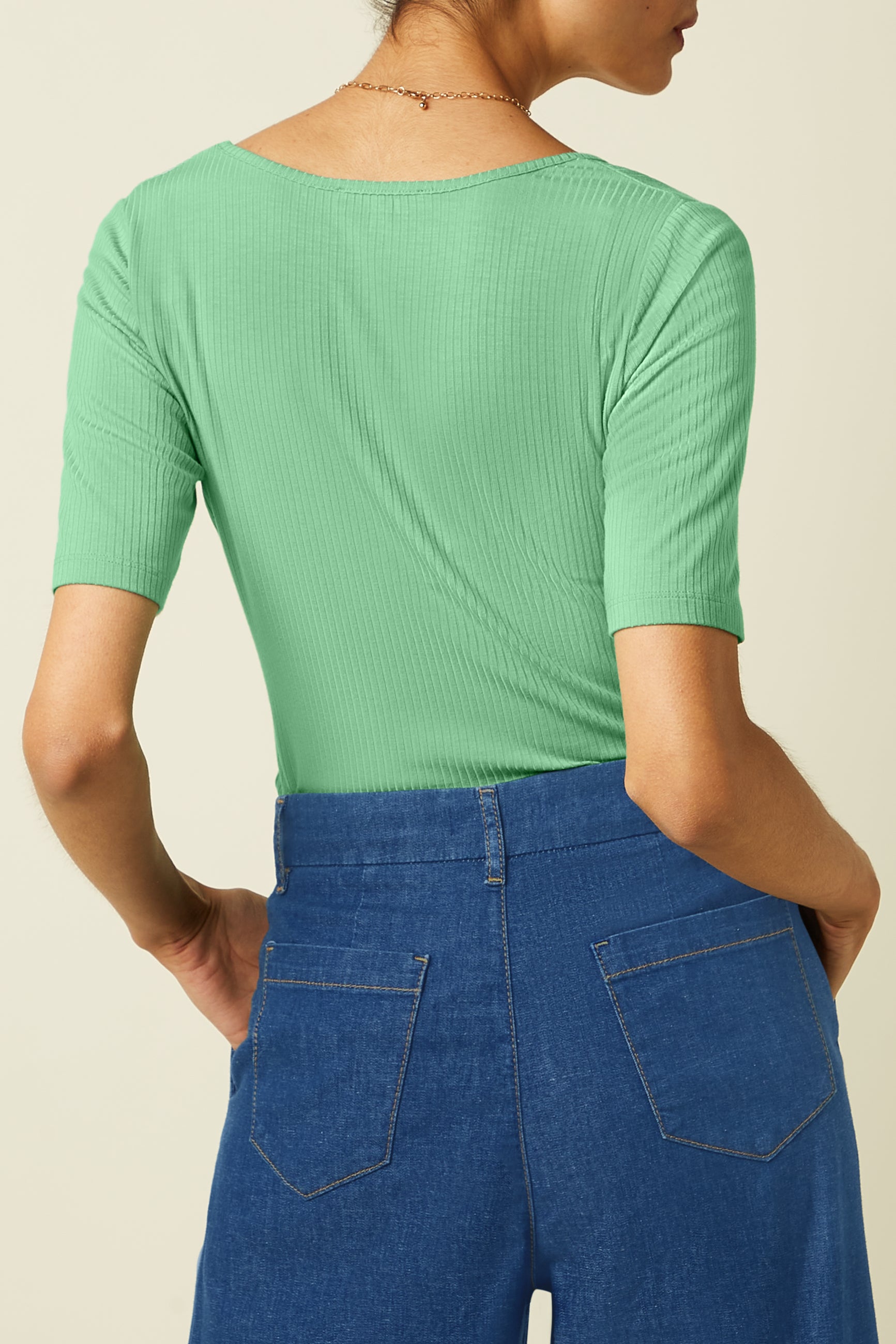 Carice Top Uni Rib - Minty Meadow
