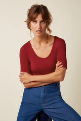 Carice Top Uni Rib - Chili Red