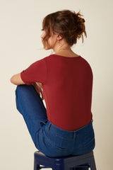 Carice Top Uni Rib - Chili Red