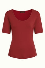 Carice Top Uni Rib - Chili Red