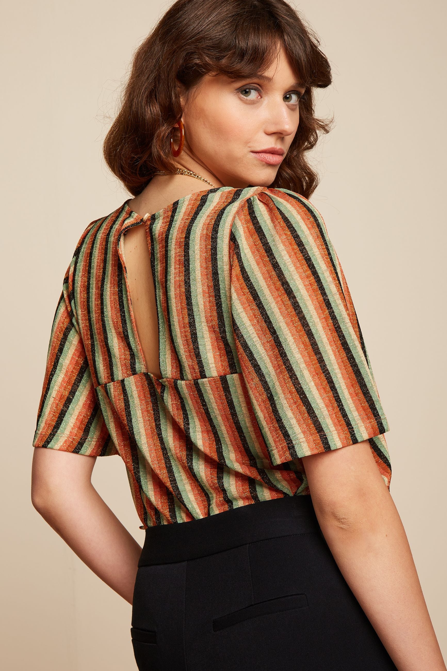 Lizzy Top Piso Stripe - Black