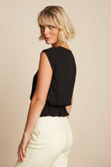 Selly Top Citrine Embroidery - Black