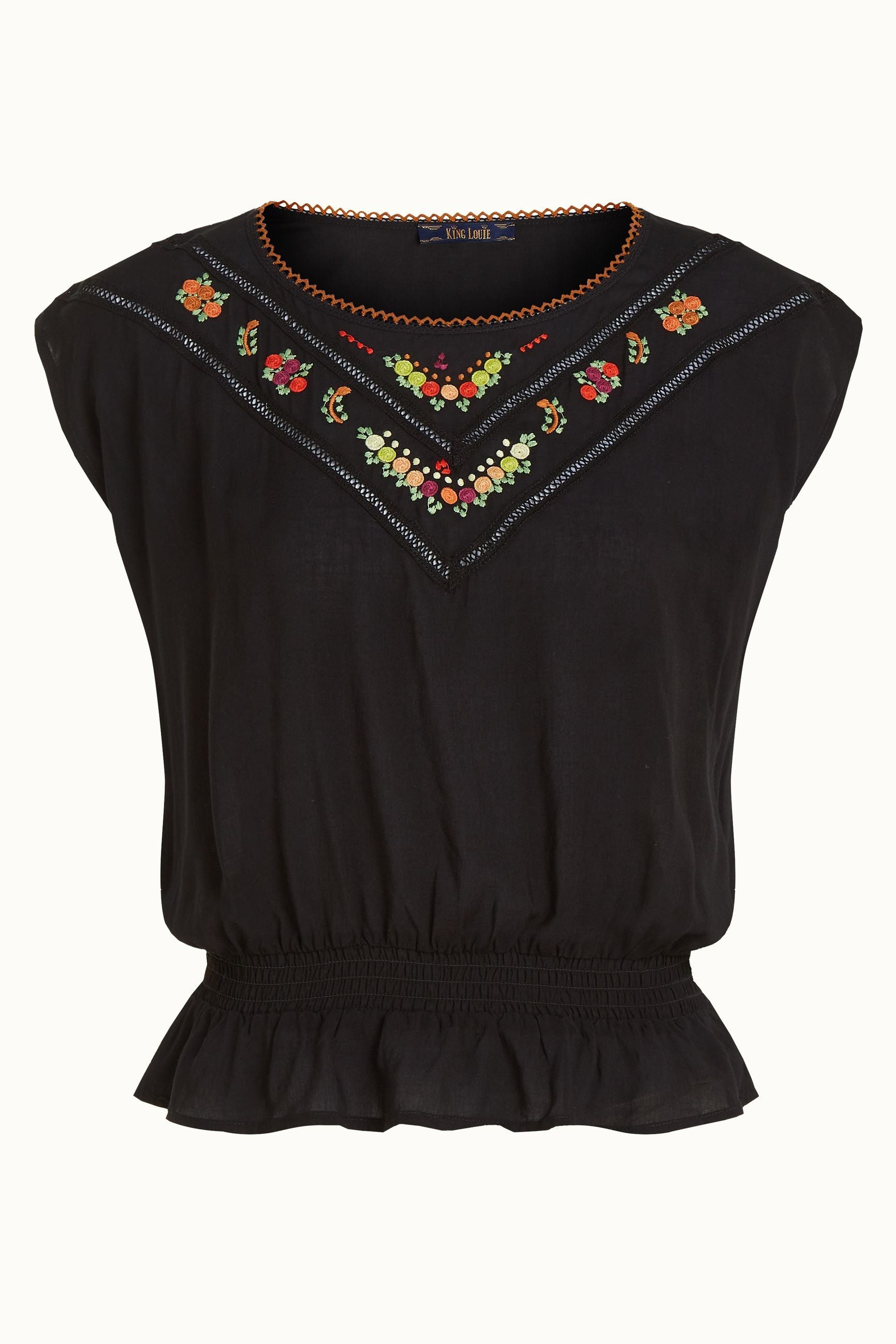 Selly Top Citrine Embroidery - Black