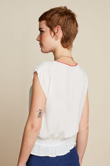 Selly Top Citrine Embroidery - Cream